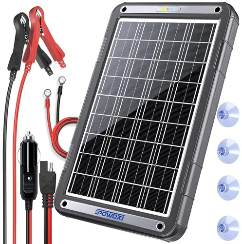 POWOXI 12V Solar Car Battery Charger: 15W Solar Trickle Charger Maintainer with MPPT Controller for Car - RV Boat Marine Motorcycle - Solar Panel Kit for Automotive Trailer Truck Snowmobile Tractor