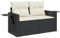 vidaXL Gartensofa mit Kissen 2-Sitzer, Sofa mit klappbaren Ablagen, Terrassensofa mit abnehmbarem waschbarem Bezug, Gartenmöbel Terrassenmöbel, Schwarz Poly Rattan