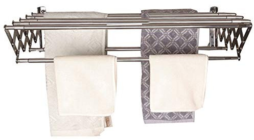 Handtuchhalter Ziehharmonika-Falten-Handtuchhalter Wandmontierter Aufhänger verdicken Badestange Badezimmerzubehör Handtuchstange Hochleistungswandmontierter Handtuchhalter Handtuchhalter (Farbe: Silb