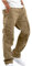 NANAMEEI Pantalon Cargo Homme en Coton Pantalon Outdoor Tailles Grandes Pantalons de Travail Ceinture Elastique avec Multipoches Kaki M