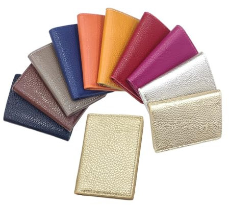 LOLUNA® Porte-Cartes en Cuir, pour Billets, Carte de crédit, Visites et Fidelités pour Femme et Homme - Doré