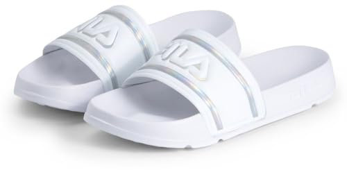 Fila Morro Bay Logo Slipper Wmn, Sandali scorrevoli Donna, Bianco Iridescente, 38 EU