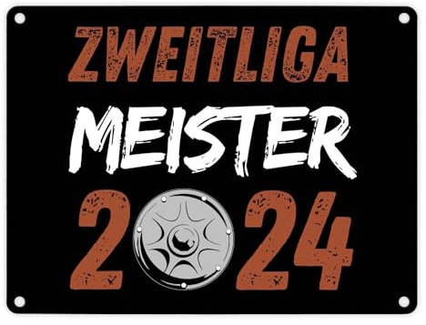 St. Pauli Meisterschale Metallschild in 15x20 cm mit Spruch Zweitliga Meister 2024 Fußball aus Hamburg Reeperbahn Aufstieg Trophäe Wettbewerb Gewinner Felge