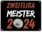 St. Pauli Meisterschale Metallschild in 15x20 cm mit Spruch Zweitliga Meister 2024 Fußball aus Hamburg Reeperbahn Aufstieg Trophäe Wettbewerb Gewinner Felge