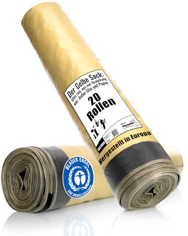Gelber Sack - 20 Rollen (260 Gelbe Säcke) – Extrem reissfest 15 µm Folienstärke