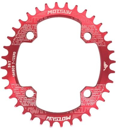 MAYANGYANG Kettenblatt 104BCD Oval MTB Kettenblatt Schmale Breite Mountainbike Fahrrad 32T 34T 36T 38T Kurbelgarnitur Einzelne Zahn Platte Teile 104 BCD Kettenblatt 38 ZäHne(Red 34T Oval)