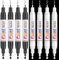 APOGO 8 Pack Oil Based Paint Pens, Dual tip (0.7mm & 2-3mm) Permanent Marker Pens, 4 Black & 4 White Waterproof Paint Markers for Rocks Painting, Tyre, Wood, Metal, Leather, Plastic, Glass