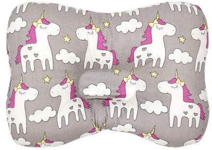champracer Kindkissen, Kindkissen zu Flathead Kindkissen, Kindkissen, 0-12 Memory Foam Reisekissen, Autositz (graue Einhörner,28 * 20 * 5cm)