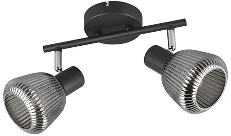 Trio Leuchten Spotbalken Tarifa 862800232, Metall Schwarz matt, Glas Chrom bedampft, exkl. 2x E14
