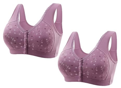 Generico Adesivo Seno Reggiseni in Cotone Senza Ferretto Anello Sottile Senza Pizzo Biancheria Intima Confortevole e Traspirante Reggiseno Femminile con Fibbia Reggiseno Donna Senza (Pink, 42)