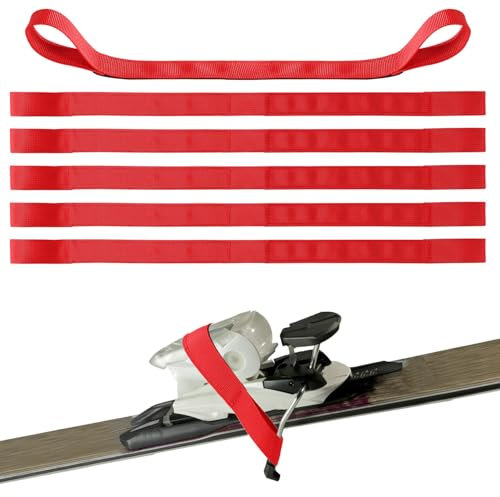lasuroa 6pcs Ski Brake Retainer Straps, Durable Nylon Binding Brake Retainer Bands Snowboard Brake Bands Retainers Easy To Install And Dissemble Practical Accessories for Outdoor Sports(Red)
