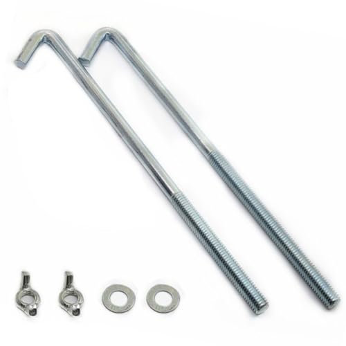 2 PCS 23x0.6cm Universal Car Battery Hook Clamp, Battery Holding Clamps Car Universal, Battery Motor Clamp Bolt Bracket, J Hook Battery Hold Down Bolts Professional Silver