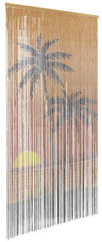 vidaXL Insekten-Türvorhang Palmendruck 100x220 cm Bambus, Fliegenvorhang, Tür Fliegengitter, Perlenfliegenvorhang, Fliegengitter, Bambusvorhang