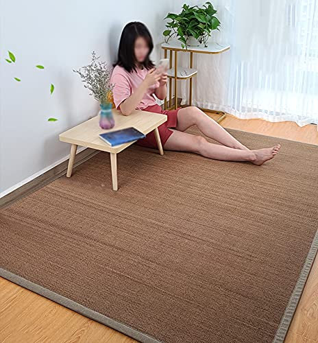 Grand tapis de couloir tissé à la main en bambou et rotin pour couloir, salon, chambre à coucher, tapis de sol épais et résistant, parfait pour l'été, 80 x 180 cm, couleur foncée élégante