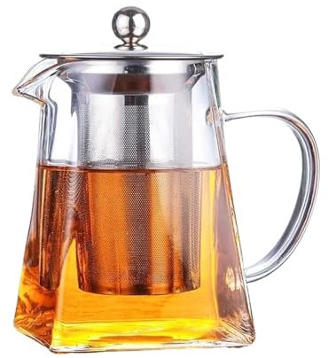 Teapots Heat Resistant Glass Teapot with Stainless Steel Tea Infuser Filter Flower Tea Kettle Tea Set Teapot Coffee Servers(550Ml)