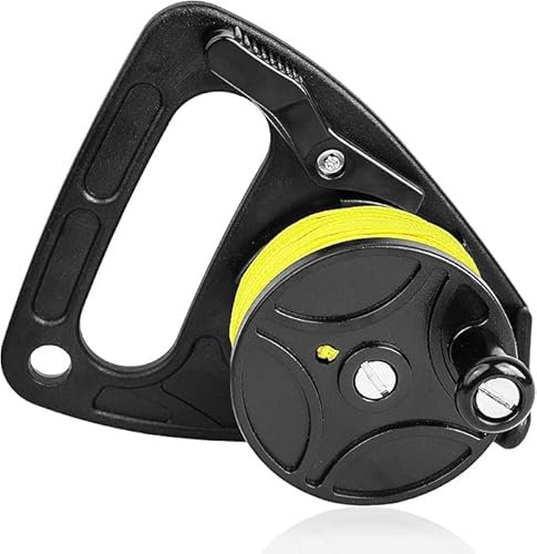 Tauchrolle mit Daumenstopper, strapazierfähig, 46 m, weiße Linie, SMB Tauchrolle mit Griff-Stoppschalter für Höhle, Wrack, Treibtauchen, Kajak-Anker und weitere Unterwasseraktivitäten