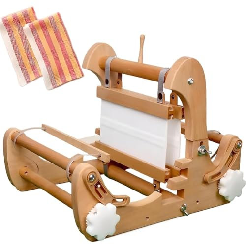 XGHDPBM Desktop-Webstuhl aus Holz, Faltbare DIY-Handstrick-Webmaschine, Webrahmen-Webstuhl-Set mit 4 Arten von Starren Litzen, maximale Webbreite 20 cm, for Anfänger, Kunsthandwerker