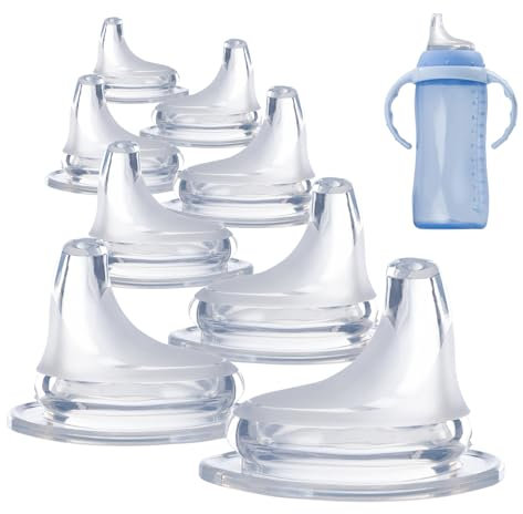8Pack Replacement Silicone Spout Compatible with NUK, Soft Spout Replacement for NUK Active and Learner Cups, Easy Transition from Bottle to Cup, No Spill for Sippy Cup Nipples
