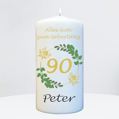 Geburtstagskerze mit Namen und Alter personalisiert - Kerze als Geschenk zum Geburtstag (15cm x 7cm)