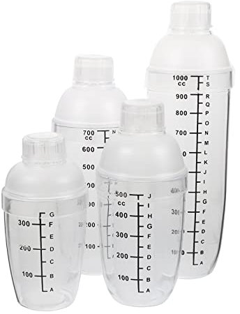 OFFSCH Shaker À Cocktails Avec Échelle 4 Pièces En Plastique Pour Boissons Vin Thé Pour Cocktails