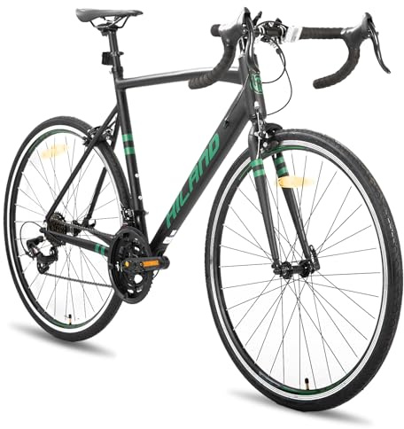 HILAND 28 Zoll Rennrad 14 Gang, Aluminium Rahmen 700c Rennrad, 490mm Rahmen City Pendler Fahrrad für Männer Frauen Schwarz