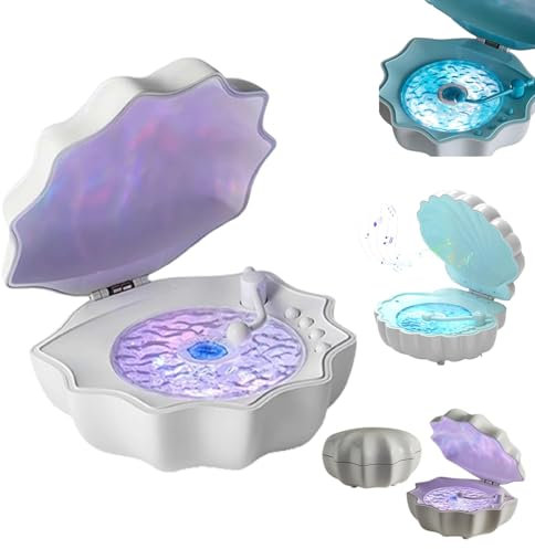 Creative Ocean Wave Projector Shell Light, Shell Lamp With Bluetooth Speaker, Shell Light Stereo Small Bluetooth, Retro Bluetooth Vinyl Record Player for Bedroom Table Decor