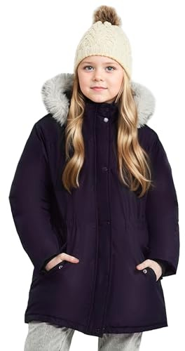 maoo garden Giacca Invernale per Ragazze Parka da Sci Pesante con Cappuccio in Pelliccia e Soprabito Impermeabile per Bambini Viola 152