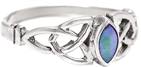 Windalf Damen Silber-Ring mit Stein LUCANIA 6 mm Seeopal Glücks- & Freundschaftsring 925 Sterling-Silber (Silber, 54 (17))