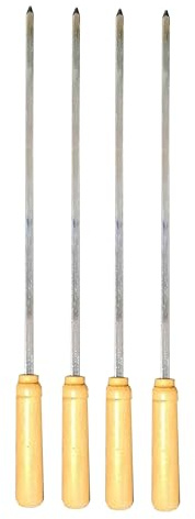 Neel Saanjh Wooden Handle BBQ Skewers, Effortless Grilling, Comfortable Grip, Reusable Durability, Heat Resistance, Perfectly Grilled Meats, Vegetables, Easy to Clean, 4pcs, 52cm
