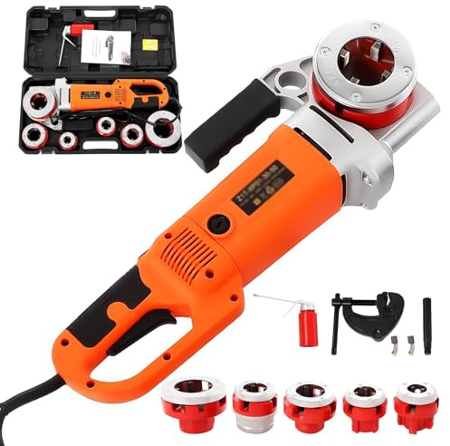 Elektrischer Rohreinfädler, 2300 W, tragbare Hochleistungs-Rohrschneider-Gewindeschneidmaschinen, mit Tragetasche, geeignet für Wasser-, Gas-, Elektro-, Stahl- und verzinkte Eisen-PP-Rohre