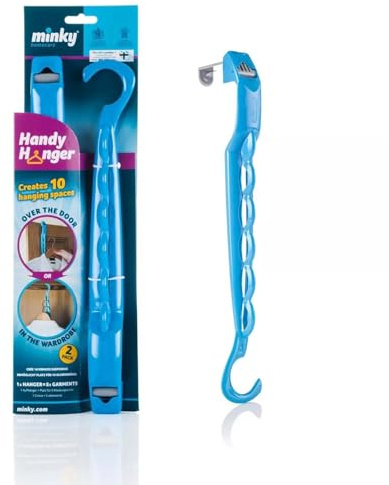 MAXPERKX 2pcs Minky Over The Door Handy Hanger Hook Clothes Storage Holder Towel Hanging Rack Wardrobe Easy to Carry Multiple Blue 2 Pack Hooks Washing Line Space Saving Organiser