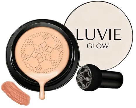Luvie Glow Foundation Cushion, Mushroom Head Air Cushion CC Cream, BB Cream Face Makeup Foundation, feuchtigkeitsspendender Concealer, hellt langanhaltenden, gleichmäßigen Hautton (Brunet brown)