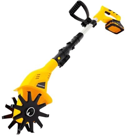 Motobineuse électrique avec batterie et chargeur, motoculteur manuel réglable à piles, profondeur de coupe 25 cm, pour jardin et pelouse
