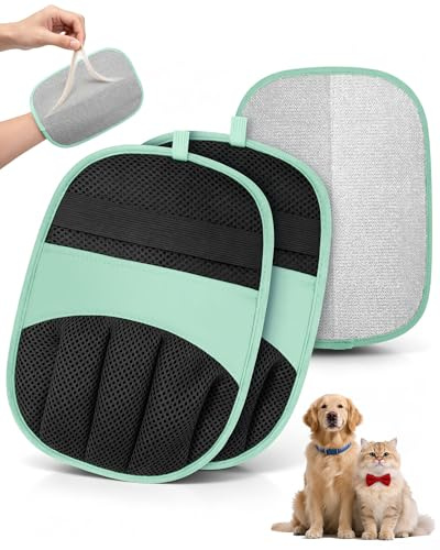 RZPTL 2er Pack Tierhaarentferner Handschuh, Fell Magnet für Hunde und Katzen (Grün)