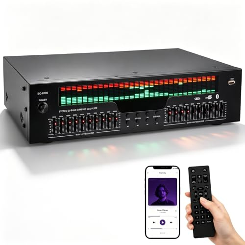 Égaliseur numérique 31 bandes avec affichage du spectre LED - EQ graphique stéréo professionnel et processeur de son, double réglage du son, réduction du bruit pour studio, enregistrement et