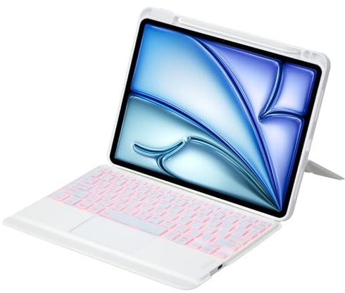 Funda Teclado para iPad Air de 13 Pulgadas (M4/M3/M2, 2026/2025/2024), con Teclado inalámbrico Bluetooth Desmontable,Ligero,Blanca