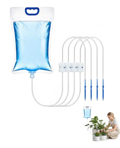 YIPFEN Sistema Irrigazione Automatica a Goccia 5,2L per 4 Piante | Serbatoio Grande Capacità 4 Uscite Regolabili Risparmio Tempo Durante Vacanze e Assenze Irrigazione Senza Elettricità