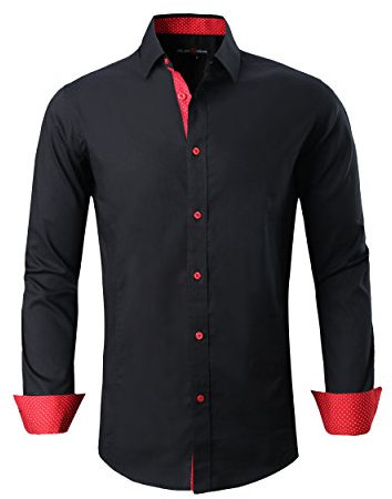 Alex Vando Chemises habillées pour homme, coupe droite, manches longues, extensibles, chemises habillées d'affaires pour homme, L17-noir, Taille L