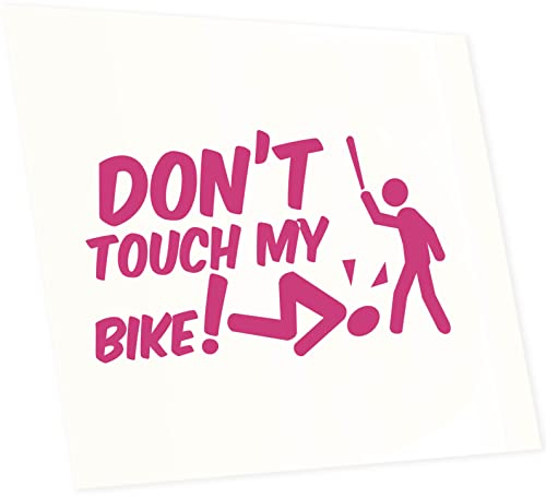 INDIGOS UG Aufkleber Dont Touch My Bike! - 140x90mm pink - Heckscheibe - Heckscheiben Aufkleber - Sticker Tuning Boot Auto Laptop LKW