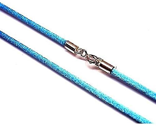Minoplata Cordon en soie bleu clair avec fermoir en argent sterling combiné avec des pendentifs de petite taille et pour créer des colliers ras du cou pour enfants, Soie
