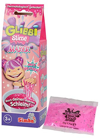 Simba 105953353 - Glibbi Glitter Slime Maker, 2-Fach Sortiert, es Wird nur EIN Artikel geliefert, Pulver verwandelt Wasser in Schleim, Glibber, in Einer Schüssel anrühren, 50 g, ab 3 Jahren