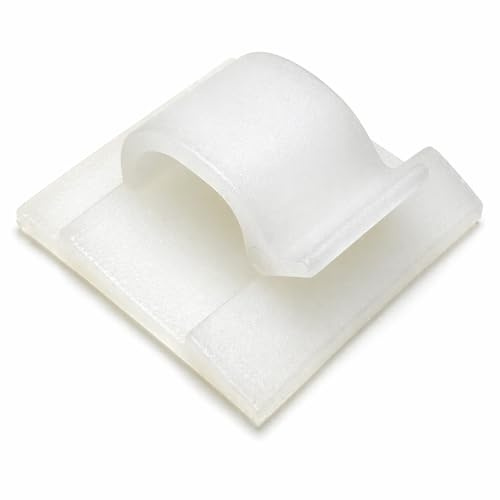 White Self-Adhesive Cable Clips 8mm, 50 Pack Wire Holder Clips for Cable Management, Sticky Cable Tidy Clips for Desk, Wall, Office, TV, Router, Coaxial and Extension Leads