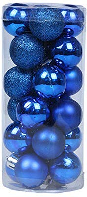 Morbuy Bolas de Navidad 24 Piezas 3/4/6/8cm Colgante de Pared Bolas de árbol de Navidad Adorno de Pared, Árbol Decorativas Boda de Fiesta Suministro Hogar Decoraciones para Festivales 8cm,Azul Oscuro