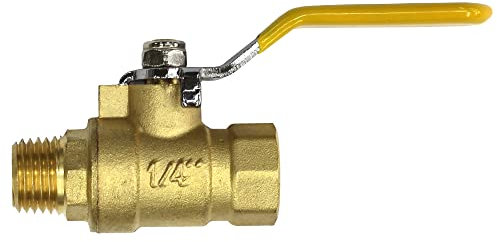 Lead-Free Forged Brass Air Compressor In-Line Ball Shut Off Valve, Quarter Turn, 1/4 Male NPT (MNPT) X 1/4 Female NPT (FNPT) Qty: 2
