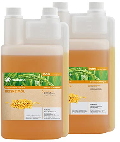Makana Reiskeimöl für Tiere, raffiniert und 100% rein, 2 x 1 l Dosierflasche