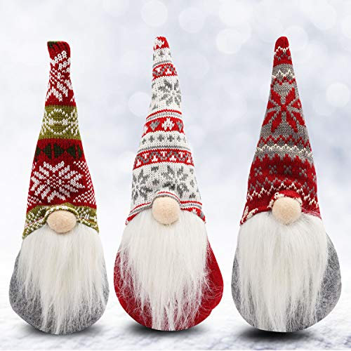 Gnomos Navidad (Pack de 3) 31 x 13,5 cm Adornos de Navidad Peluches Papá Noel Nomo Sentado Decoración de Mesa - Gnomo Escandinavo para Chimenea Elfo Fiesta Decor Mesa Muñeco Regalos Peluche navidad