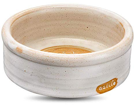 naftie hochwertiger Keramiknapf Mandala Sand weiß - Hunde-Napf & Katzen-Napf Keramik - rund, handgetöpfert - XL - ca. 8cm hoch, 1,8 Liter, 23-24cm