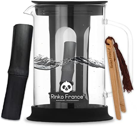 Rinko France Filterkaraffe, 1,5 l, mit natürlichem Bambus-Binchotan, Aktivkohle, 100 % biologisch, Reinigung des Trinkwassers, gegen schlechten Geschmack und Schadstoffe