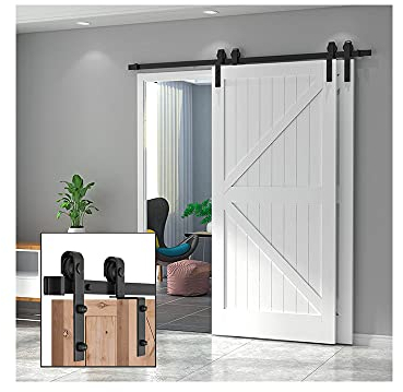 GIFSIN 12FT/366cm Kit de Porte Coulissante Quincaillerie de Porte de Grange Porte de Grange Coulissante pour Porte Double