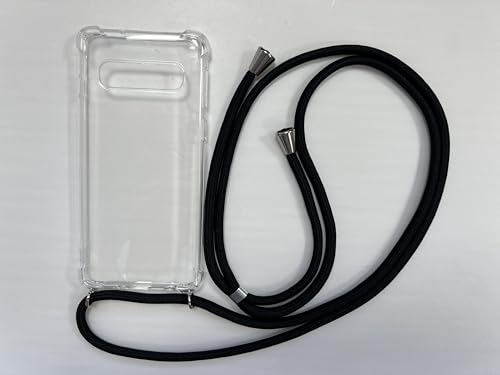 PuYu Zhe Handykette Handyhülle kompatibel mit Samsung Galaxy S10,Ultra Dünn Transparent Weiches Silikon Case Cover mit Kordel zum Umhängen Necklace Phone Necklace Hülle mit Band,Schwarz